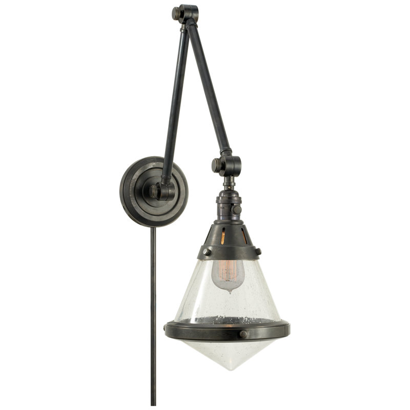 Thomas O'Brien Gale Library Wall Light, Bronze, Seeded Glass