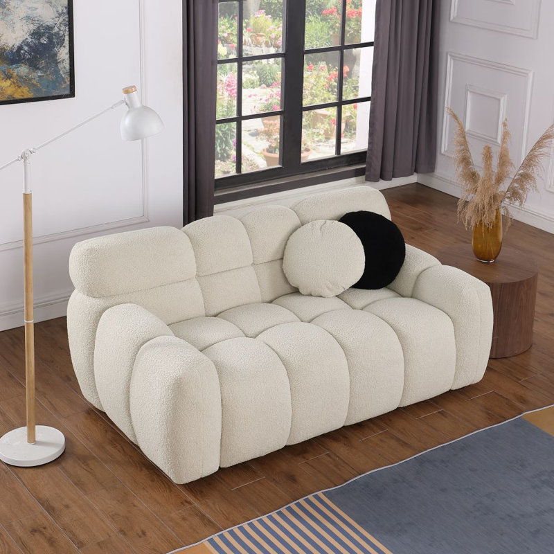 Daviya 86.5" Upholstered Sofa, 28" H x 65" W x 36" D, Beige