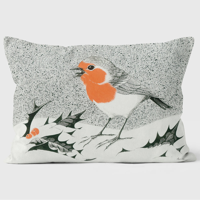 Robin in a Snowstorm - Christmas Cushion