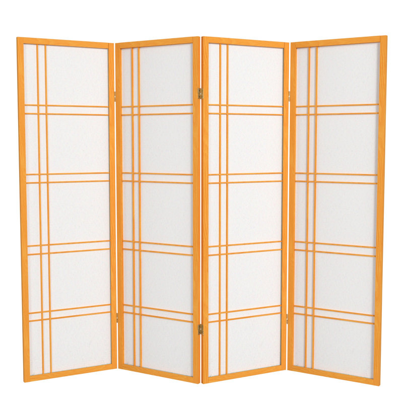70.5" Tall Double Cross Shoji Panel Room Divider, Honey, 4, 5 ft
