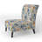 Mediterranean Flora Botanical Pattern - Upholstered Farmhouse Slipper Chair, Blue Accent Chair