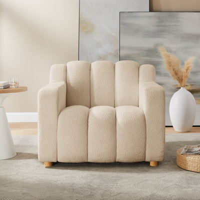 40" Modern Chenille Style Accent Chair - Fashionable Cloud Design, Wide Seat, and Sturdy Solid Wood Frame