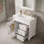 Meuble-lavabo autoportant avec lavabo en céramique, tiroir escamotable, rangement réglable et support de porte-1000319597