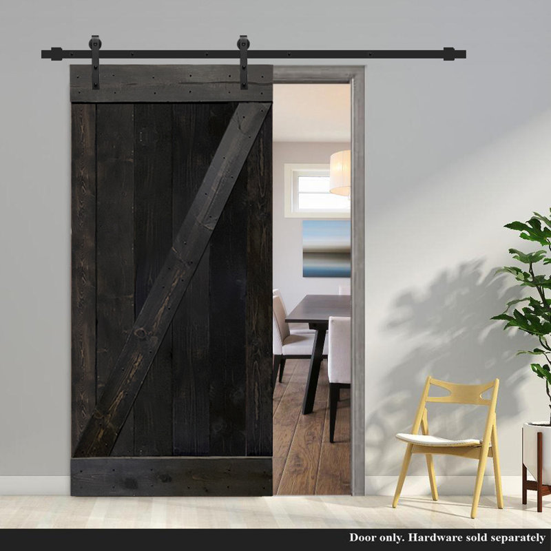 Porte de grange à panneaux en bois et métal Z Series sans trousse de quincaillerie d'installation, 42 po x 84 po