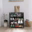 Armoire à chaussures noire 4 niveaux avec porte en verre et vitrine à chaussures en verre