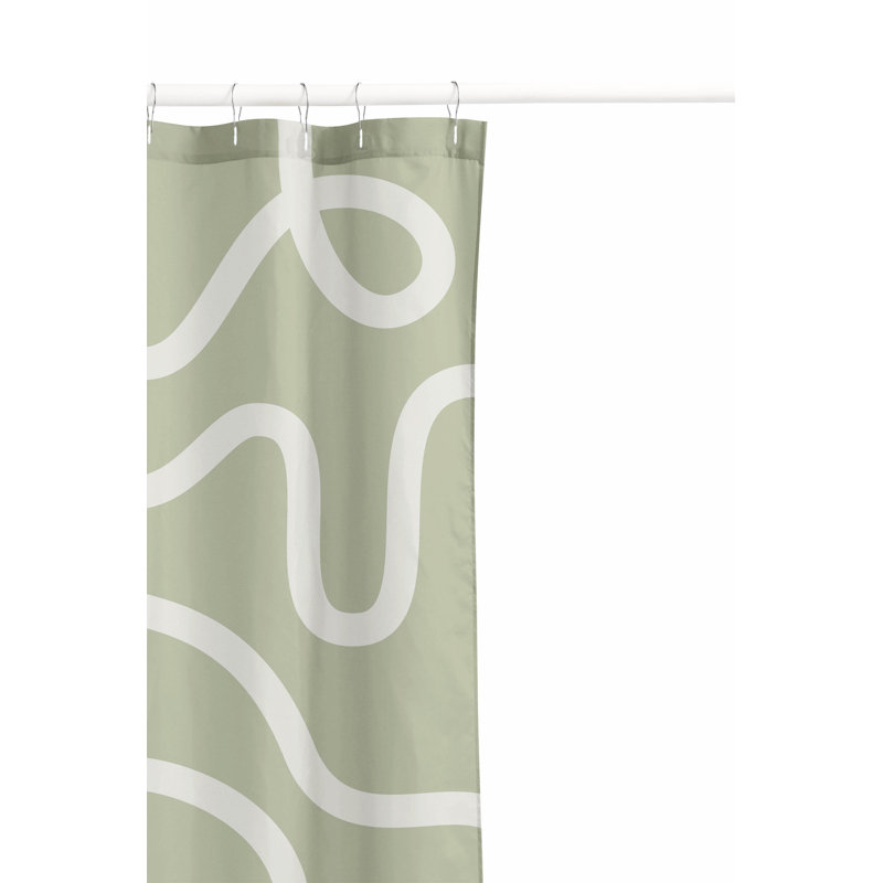 Squig Ultra-Thin Lightweight Shower Curtain, Light Green