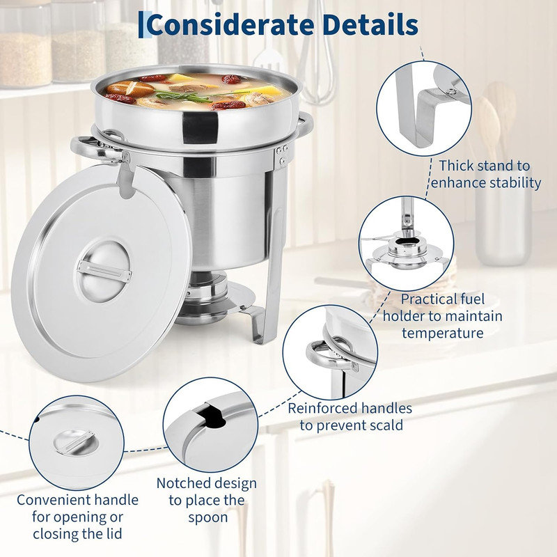 Ensemble de 2 réchauds à soupe en acier inoxydable 7QT