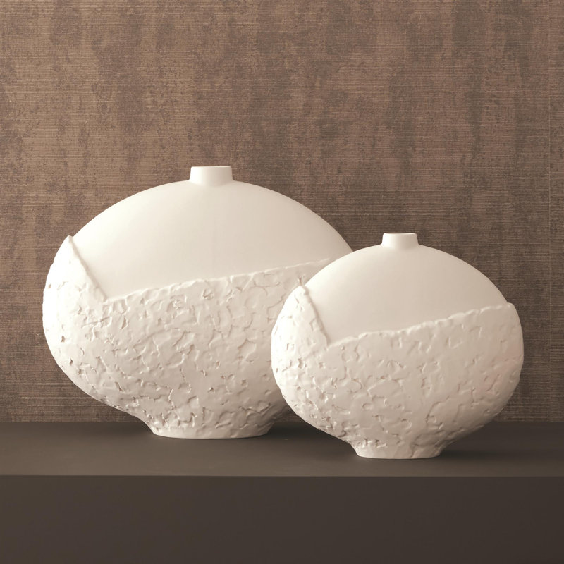 Asymmetrical Stipple Table Vase, 14" H x 18.25" W x 6.5" D