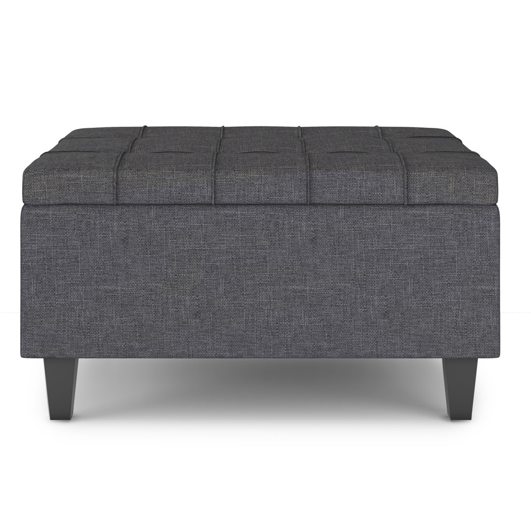Harrison 34"W Upholstered Coffee Table Storage Ottoman with Tufted Lift Top Simpli Home