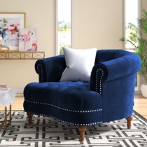 Paramount Royal Blue Velvet Fabric Accent Armchair - #926H2