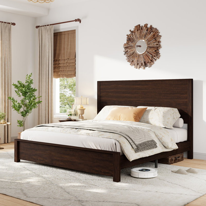 Farmhouse Solid Wood Platform Bed, Full, Espresso