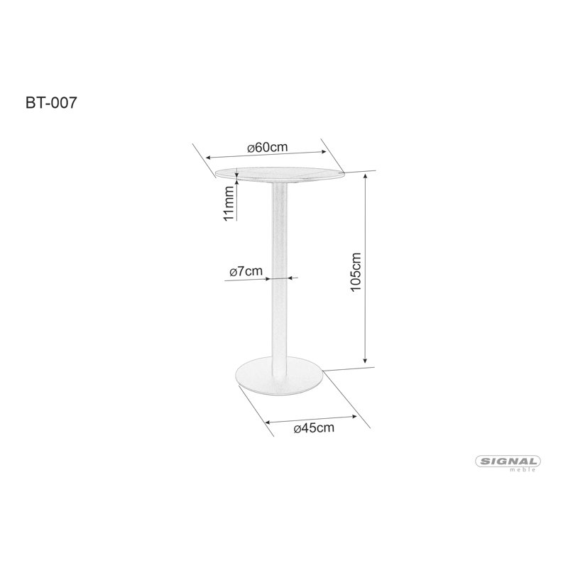 Errill 60 cm Round Dining Table, 105cmH x 60cmL x 60cmW, Black