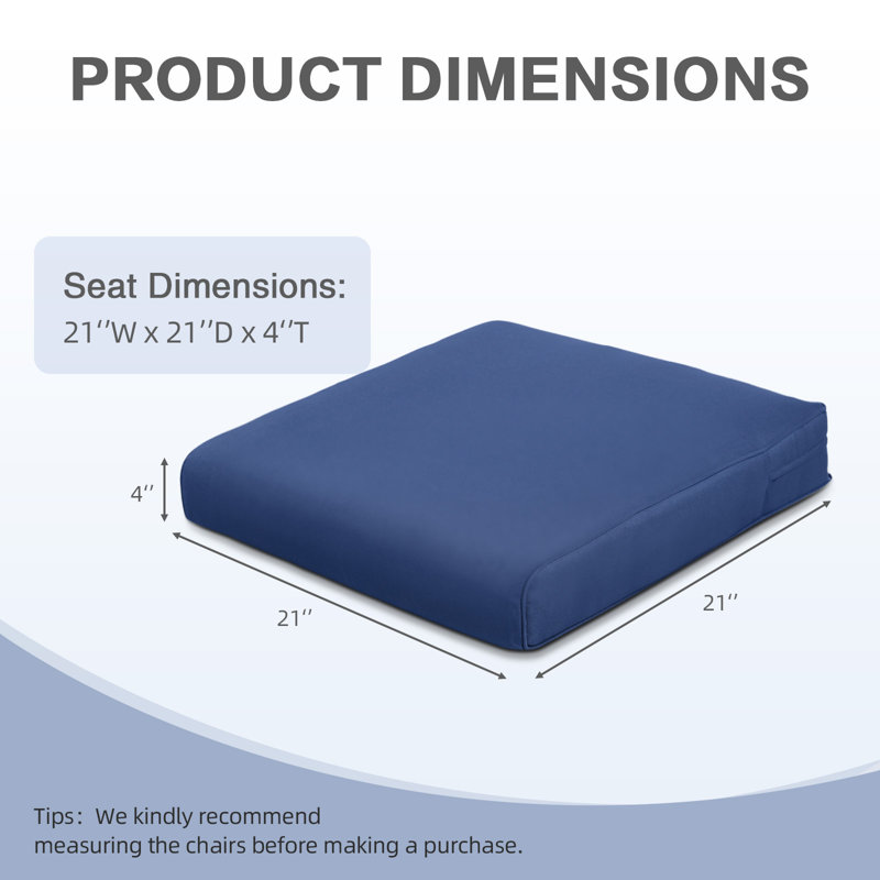 Outdoor 4'' Dining Chair Seat Cushion, Navy Blue, 21" W x 21" D