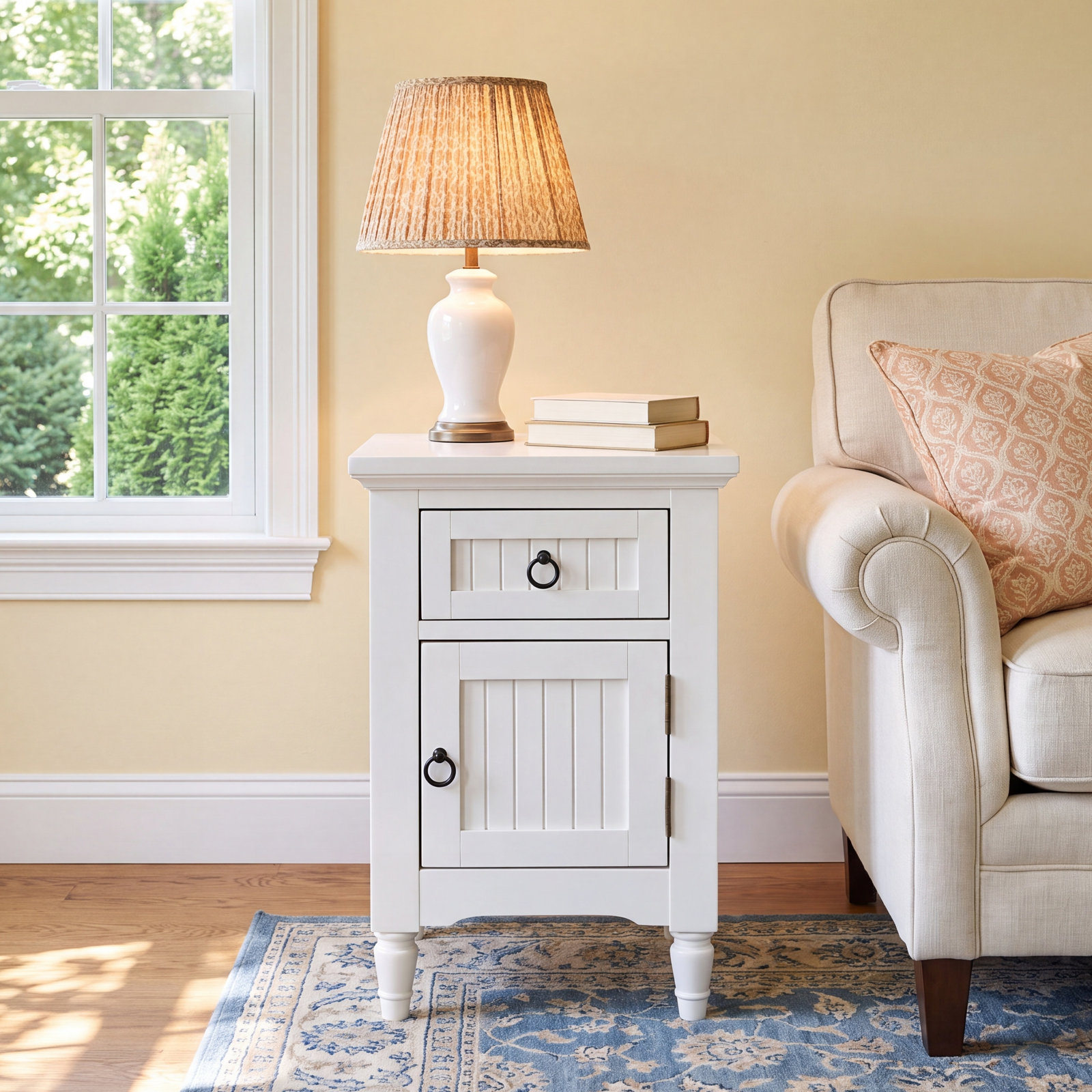 Alleya Storage End Table, White
