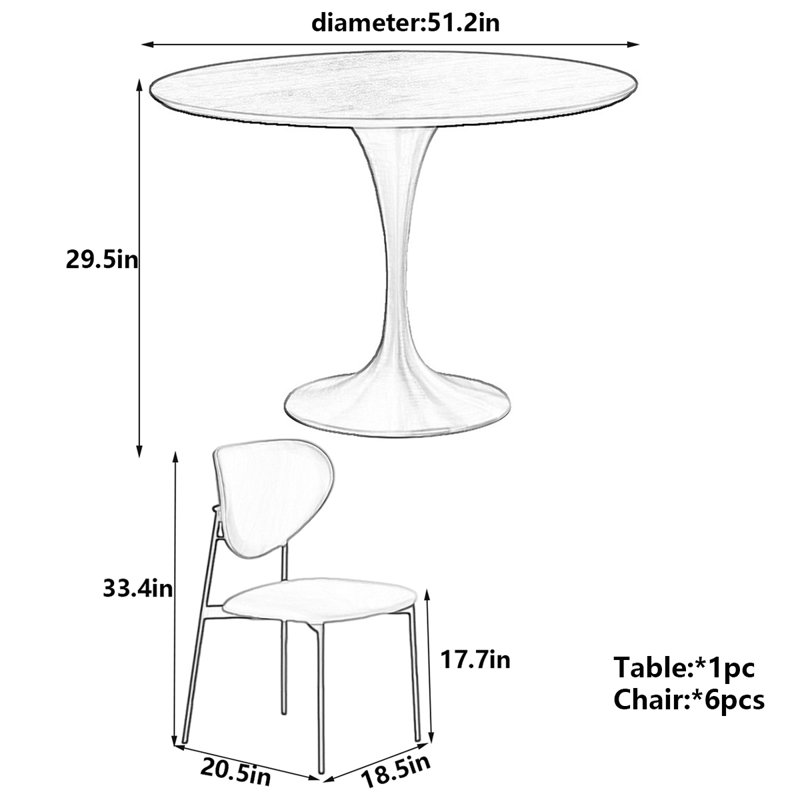Table de salle à manger Retro Retro, H 29,5 po x L 51,2 po x l 51,2 po