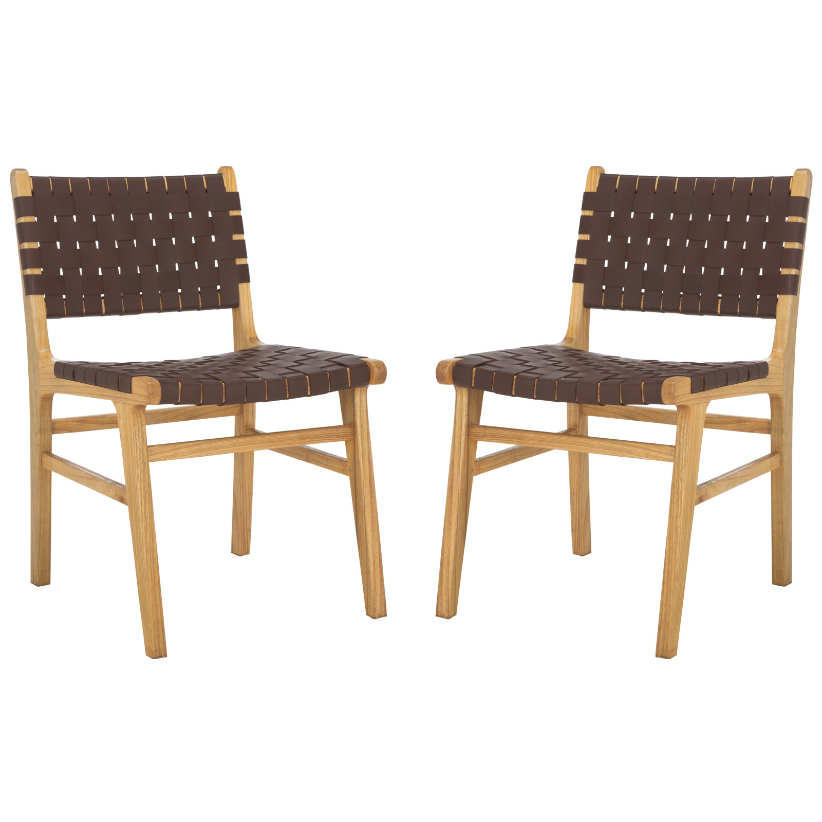 Alston Genuine Leather Side Chair, Cognac/Natural
