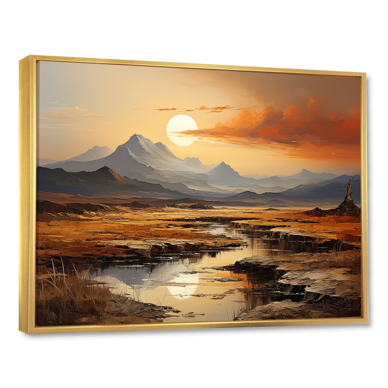 " Volcano Volcanic Vista ", Gold Floater Framed, 12" H x 20" W x 1" D