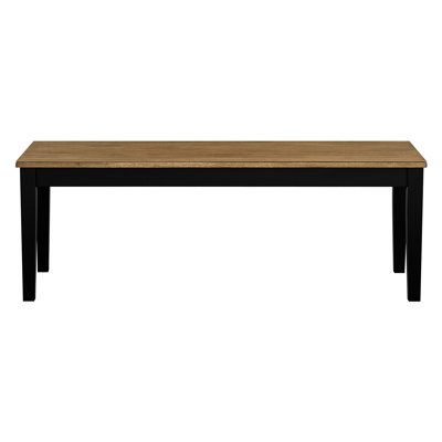 Banc 2 tons à finition noire et brun, design moderne, 48 po x 16,5 po, 17,5 po, profondeur de poids de 250 lb, charge, pieds, siège