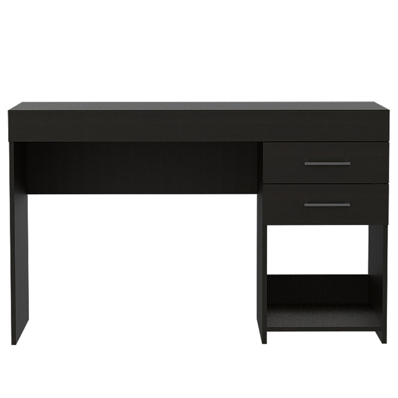 Drawer Computer Desk, One Lower Shelf, Black
