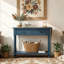 Console de style traditionnel avec deux tiroirs et une tablette inférieure (bleu marine foncé)