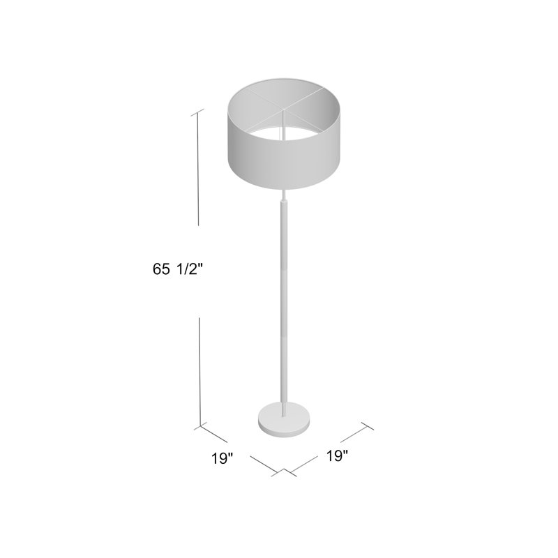 Lampe sur pied 65,5 po Fernando, Noir / gris, Blanc