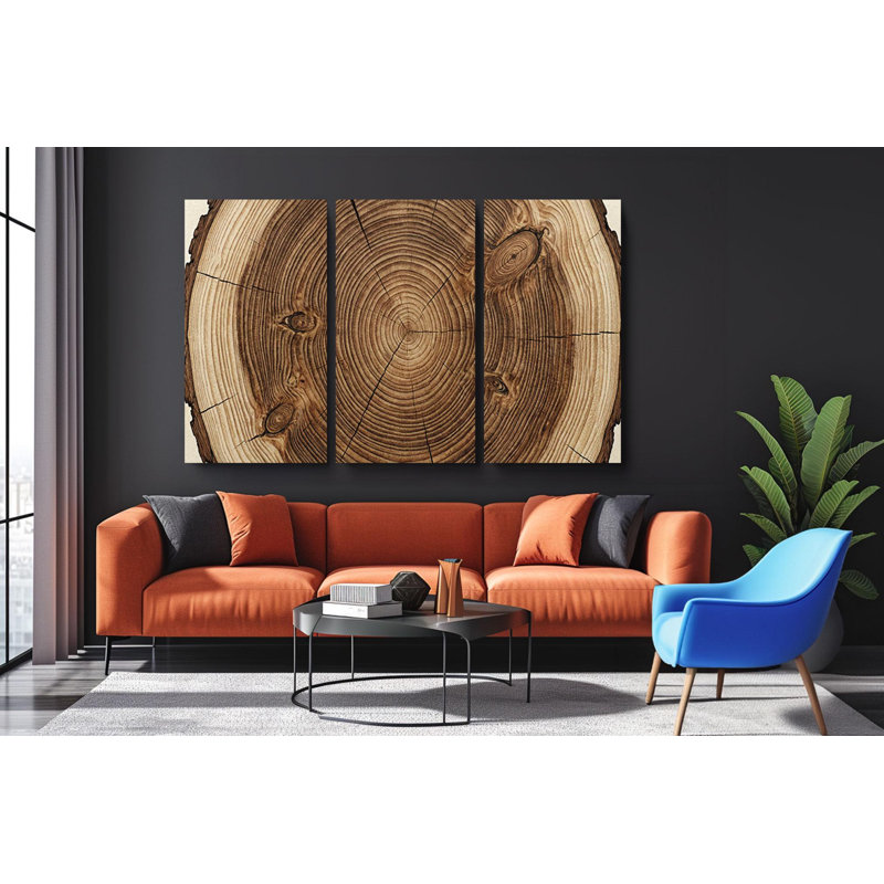 Reproduction d'art sur toile rustique en bois rustique triptyque, 16 po x 24 po chacune (3 pièces) (48 po x 24 po)