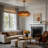 4-Light  Rectangular Layered Amber Glass Chandelier