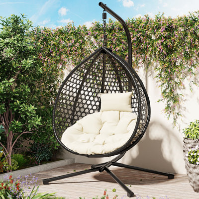 Versatile Hanging Rest Chair - Solid Iron Stand, Pe , Adjustable For Relaxation Time  , Peace Of Mind And Comfort