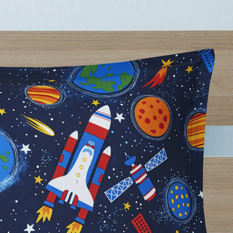 Navy Microfiber Outer Space Full Comforter Set