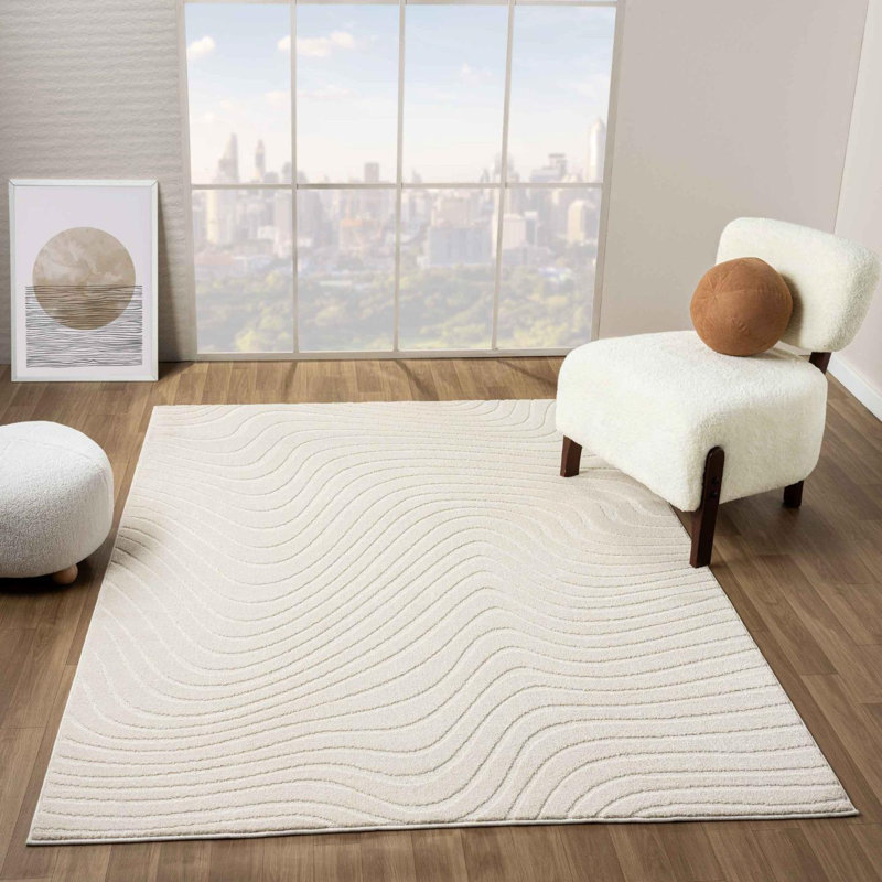 Kamrudeen Geometric Machine Made Power Loom Polypropylene Plastic Area Rug in Beige, Rectangle 6'7" x 9'4"