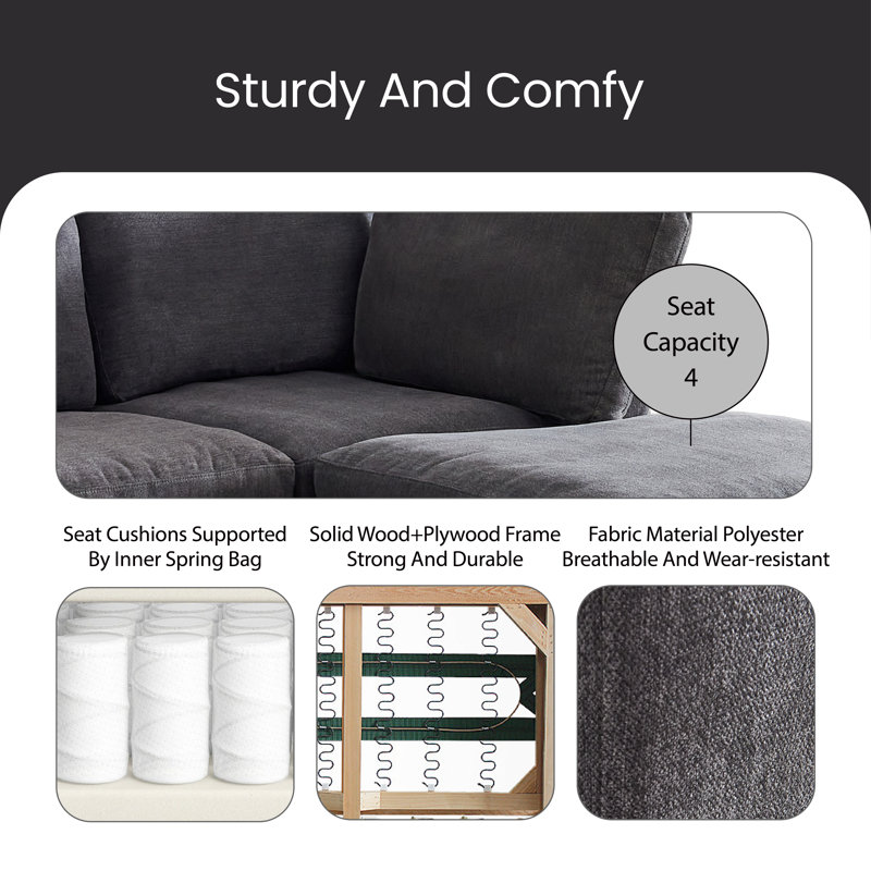 Canapé modulaire Marty, 100 % polyester gris