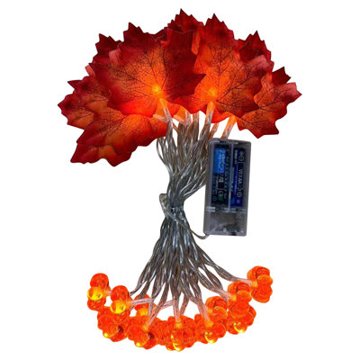 Maple Leaf Pumpkin Lantern String Halloween Pumpkin Decorative Lantern String Thanksgiving Maple Leaf Lantern
