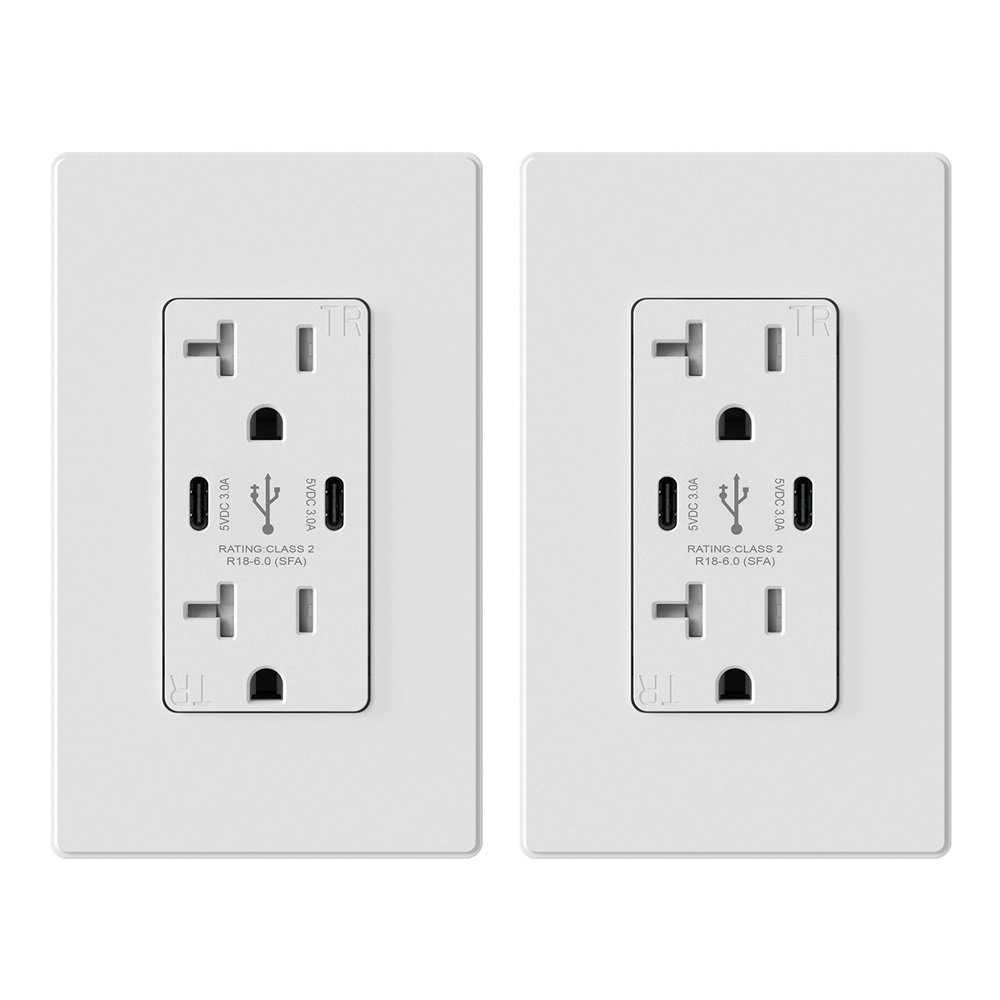 20 Tamper Resistant Decorator Outlet with USB Port (Set of 2) ELEGRP 