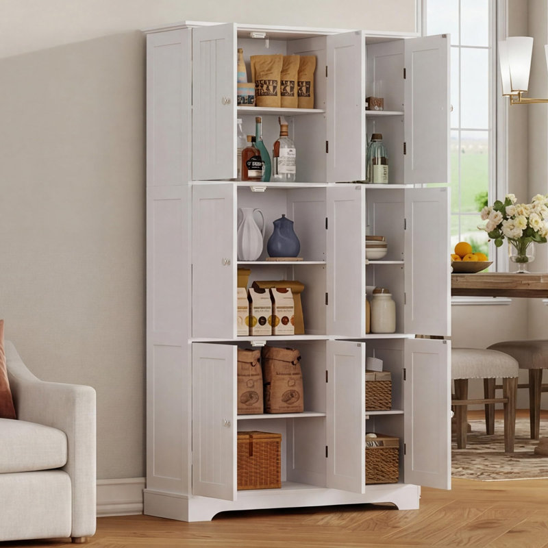 Armoire de rangement verticale H 63 po à 9 portes avec tablettes réglables et ancrage anti-basculement
