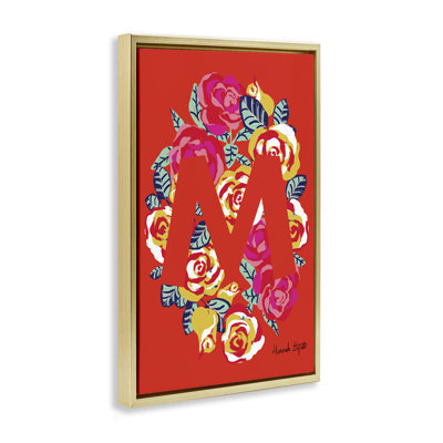 «Floral Bloom», lettre M, toile flottante encadrée par Hannah Louise Byatt
