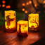 Ensemble de 3 bougies d'Halloween DEL - bougies sans flamme scintillantes avec minuterie - Spooky Silhouette Designs - à piles - 4 po, 5 po, 6 po de hauteur
