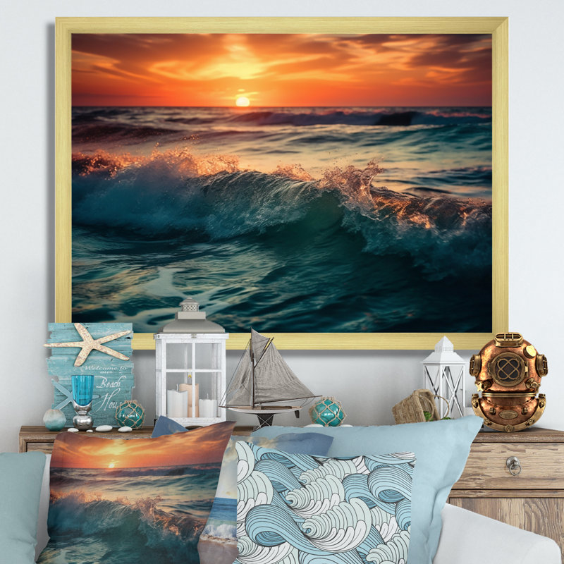 Océan Tranquillity V - imprimé, H 30 po x l 40 po x P 1,5 po, Encadrement doré