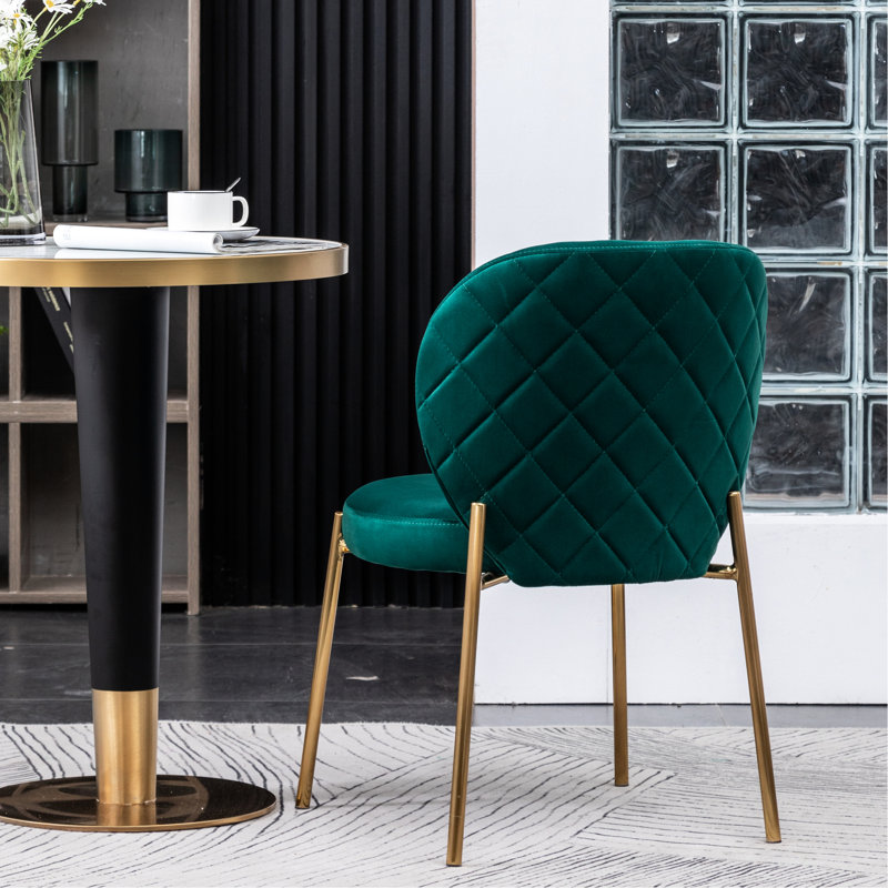 Ensemble de repas 3 pièces - Table ronde blanche avec 2 chaises, chaise en bois d'hévéa et velours luxueux