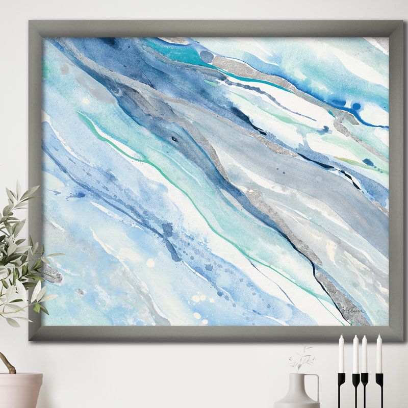 « blue silver spring ii »-reproduction d’image sur toile, Cadre argenté, H 16 po x l 16 po x P 1 po