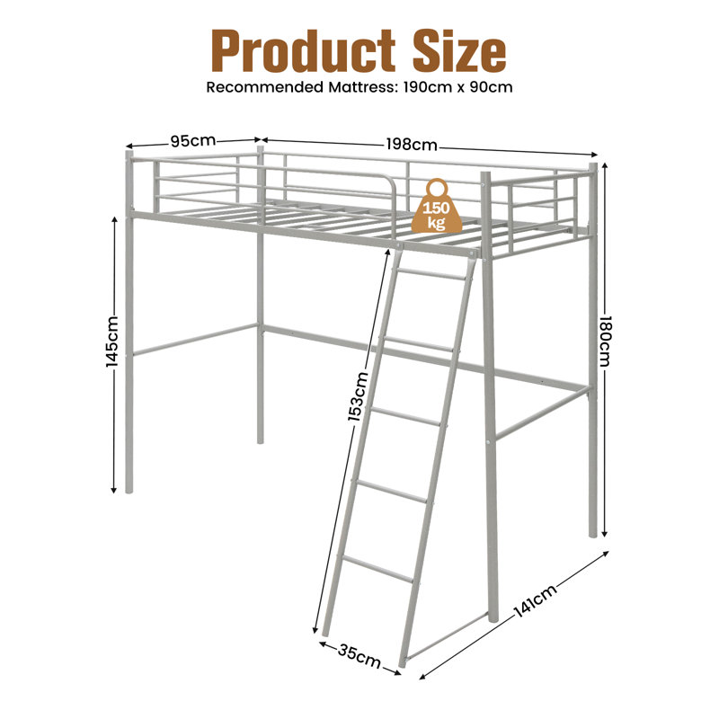 Dykstra Loft Bed with Storage Included with Built-in Ladder Included