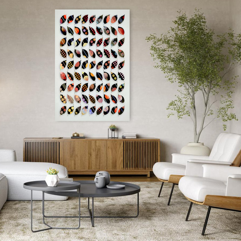 Art contemporain contemporain à motif géométrique audacieux, H 48 po x l 32 po