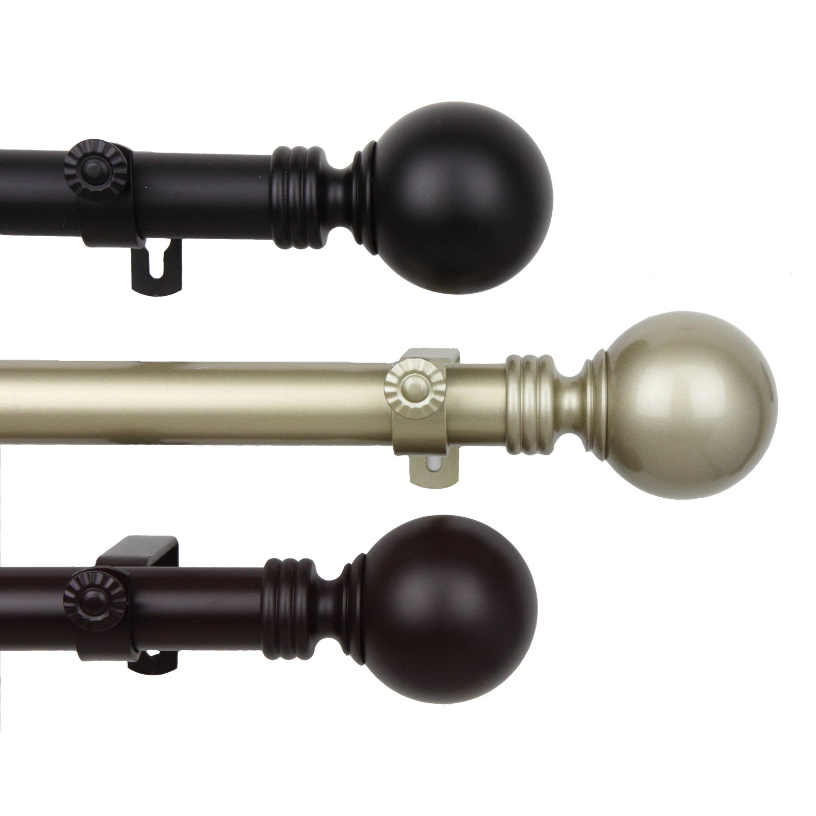 Abbeville Adjustable Double Curtain Rod, Black, 48" - 84" W