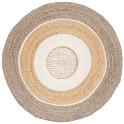 Natural Fiber Handwoven Jute Geometric Rug