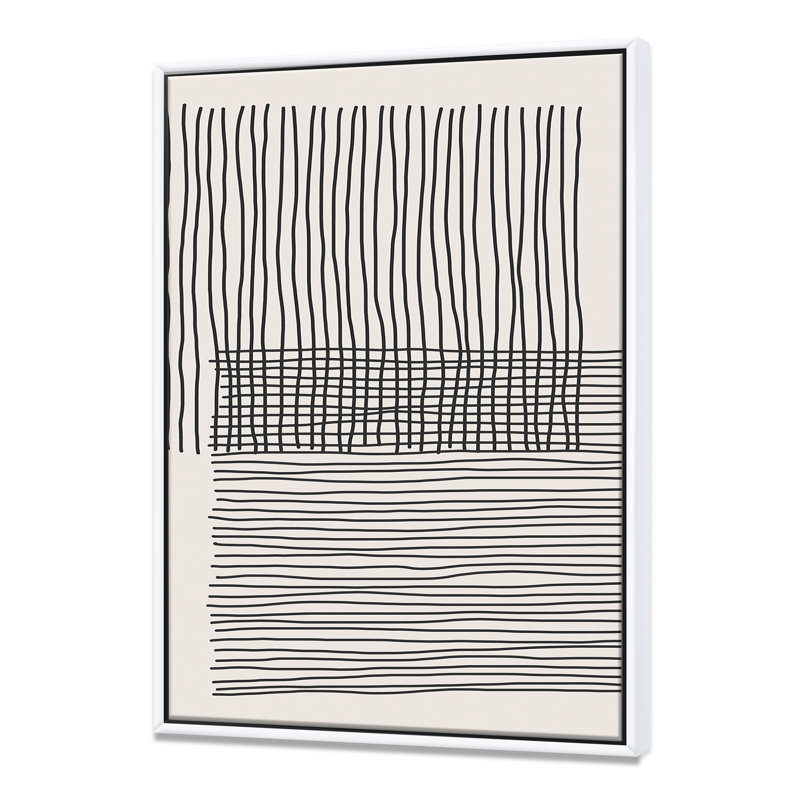 Minimal Geometric Lines and Squares II - reproduction sur toile, H 46 po x l 36 po x P 1,5 po, Toile blanche encadrée