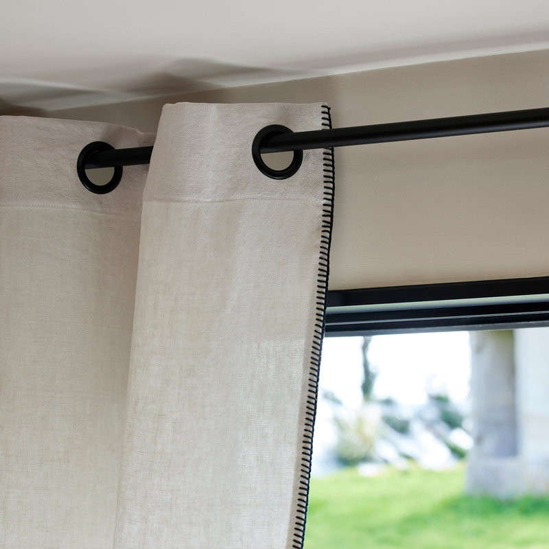 Nino Linen Curtain Single Panel, White, 135 x 350cm