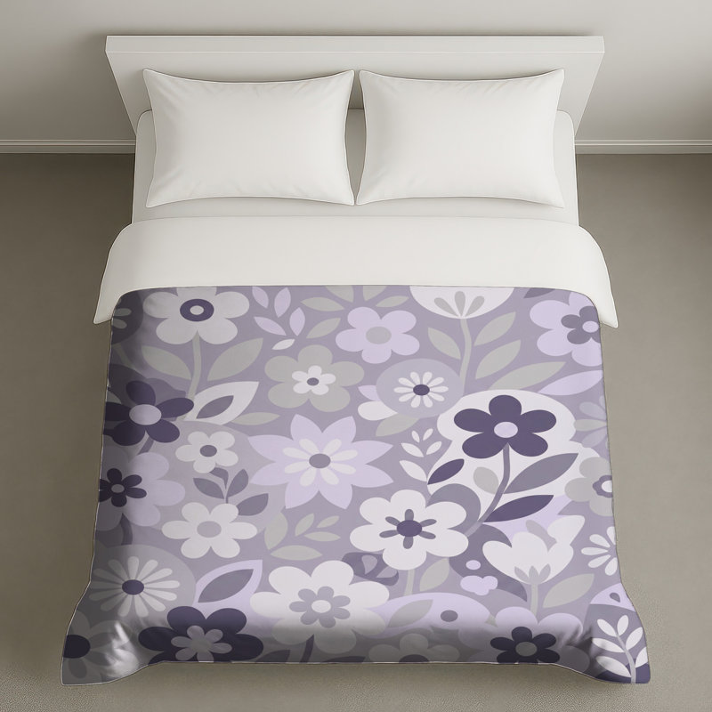 Housses de couette Floral Botanical Illustration, Queen, Medium Green Light Grey