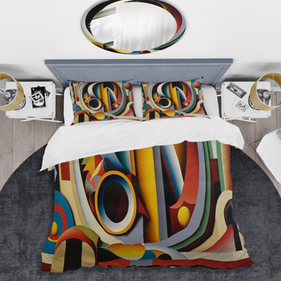 Ensemble de housse de couette circulaire en microfibre / polyester Circular Retro Dynamics II