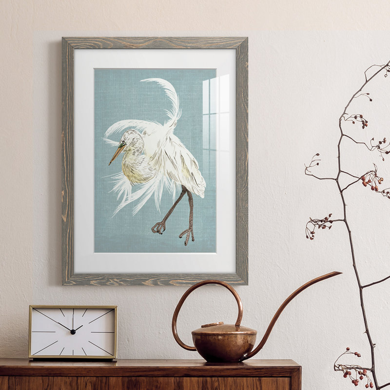 Heron Plumage IV encadré mat - prêt à accrocher, H 24 po x l 20 po x P 1 po, Cadre gris