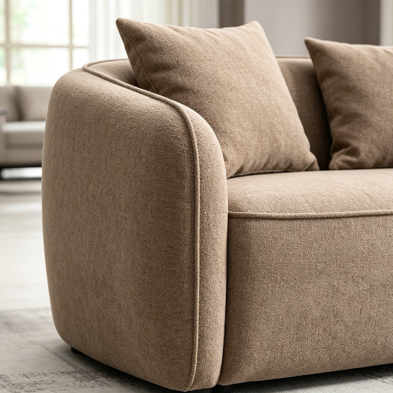 Brown Chenille Loveseat Sofa