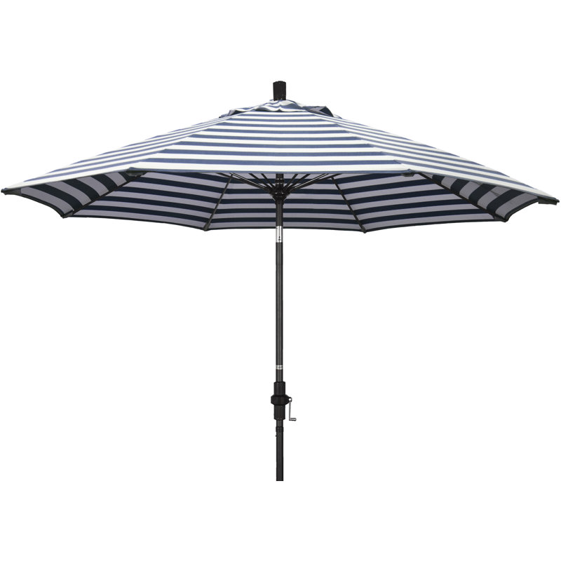 Parasol 9" Market, Bronze, Rayure Cabana bleu marine / blanche